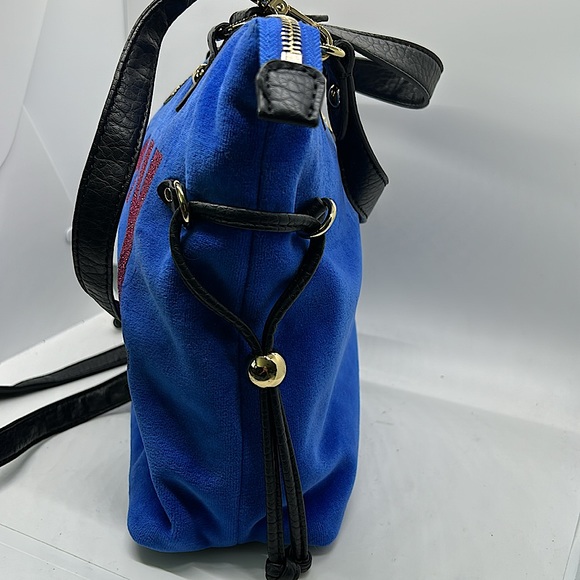 Juicy Couture Y2K Vintage Blue/Pink Glitter Velvet Tote Handbag Purse 👛 👛 - Picture 4 of 9